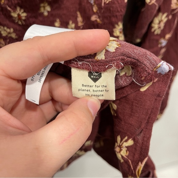 Madewell Lucie Smocked Square Neck Cotton Peplum Top Floral Long Sleeve - Picture 9 of 9